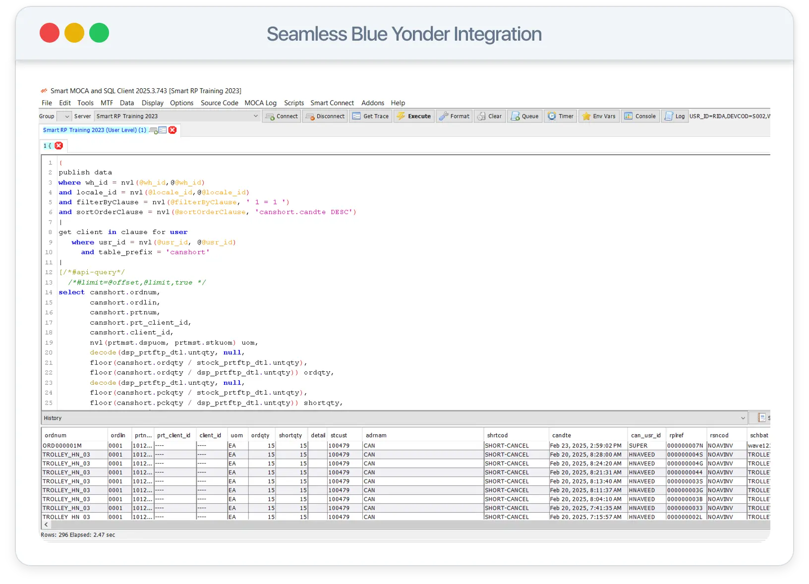 Seamless Blue Yonder Integration